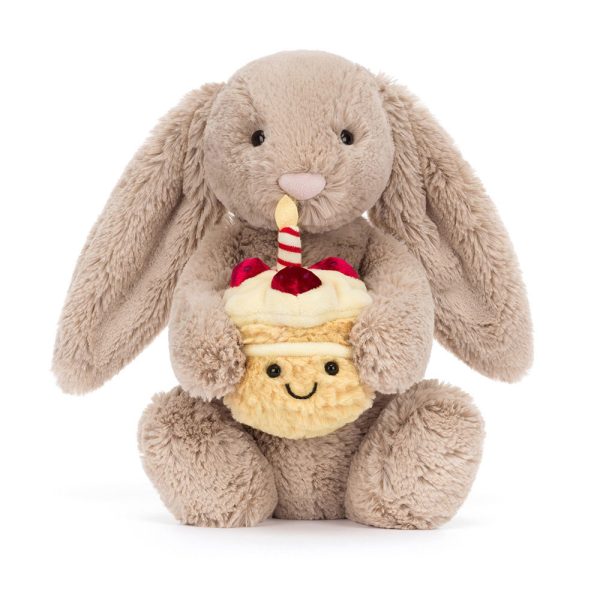 Jellycat 懷抱生日蛋糕邦尼兔 / Bashful Beige Bunny 'Birthday /18cm/31cm：圖片 2